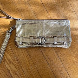 Latico Metallic Gold Leather Clutch/Wristlit